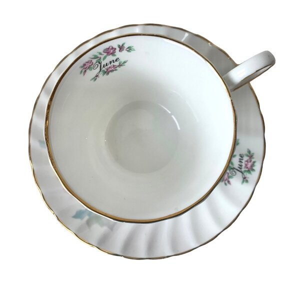 Royal Patrician Staffordshire England June Cup and saucer tea cup White with pin - Picture 2 of 10